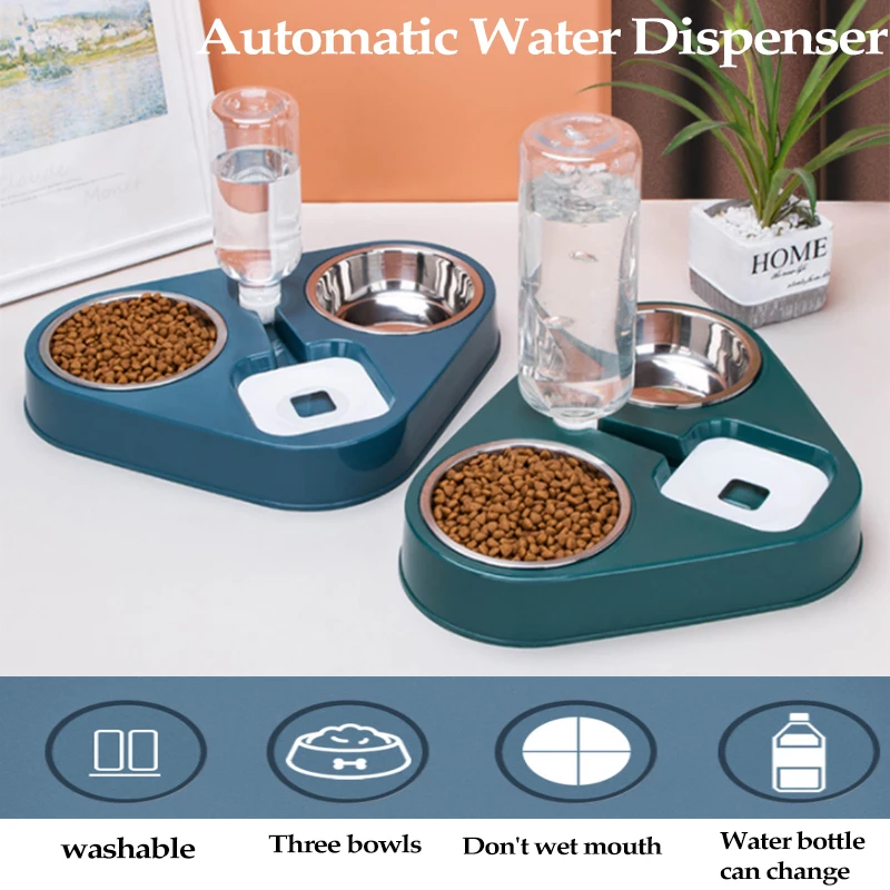 Automatic Cat Double Bowl Water Dispenser Stainless Steel Pet Dog Cat Food Bowl Drinking Dish Bowl Pet Waterer Feeder 
Automatic Cat Double Bowl Water Dispenser Stainless Steel Pet Dog Cat Food Bowl Drinking Dish Bowl Pet Waterer Feeder