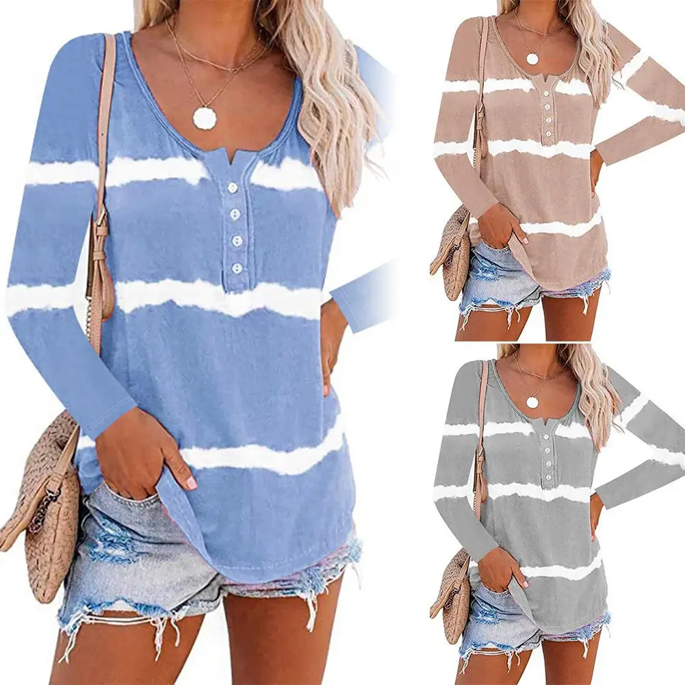 Women Casual O Neck Leisure Long Sleeve Print Gradient Color Buttons Blouse Tops Sweatshirt
Women Casual O Neck Leisure Long Sleeve Print Gradient Color Buttons Blouse Tops Sweatshirt