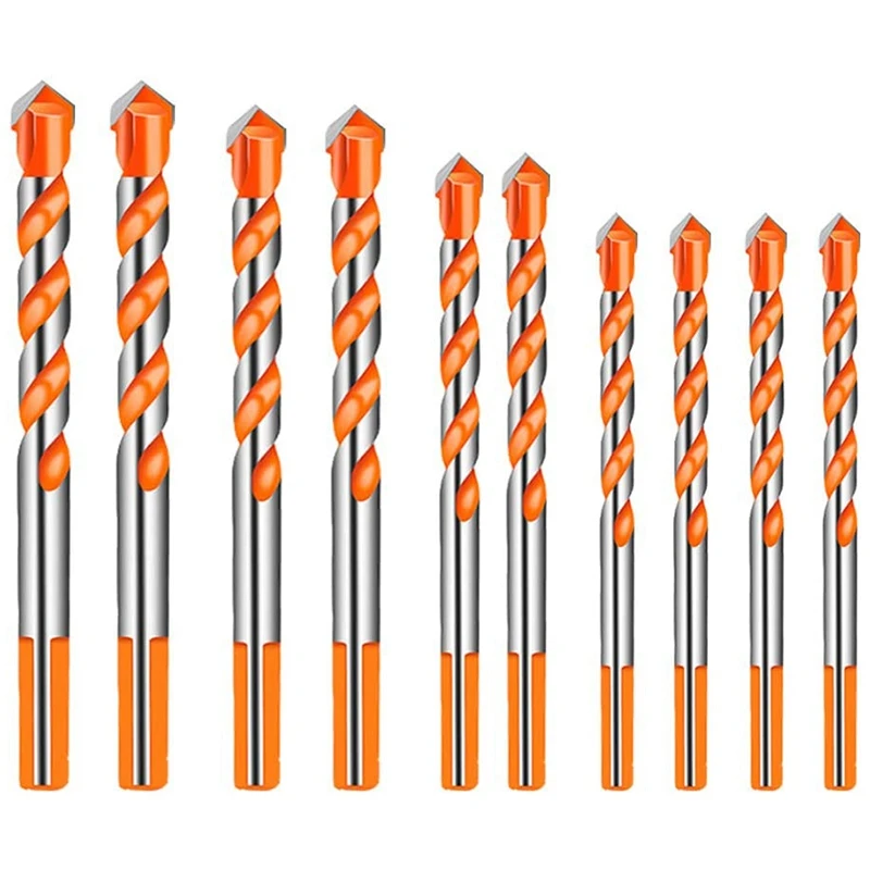 10Pcs Drill Bit Set Triple-Cornered Twist Drill Bits for Ceramic Tile Concrete Glass Masonry Wood Hole Saw Drill Bits
10Pcs Drill Bit Set Triple-Cornered Twist Drill Bits for Ceramic Tile Concrete Glass Masonry Wood Hole Saw Drill Bits
