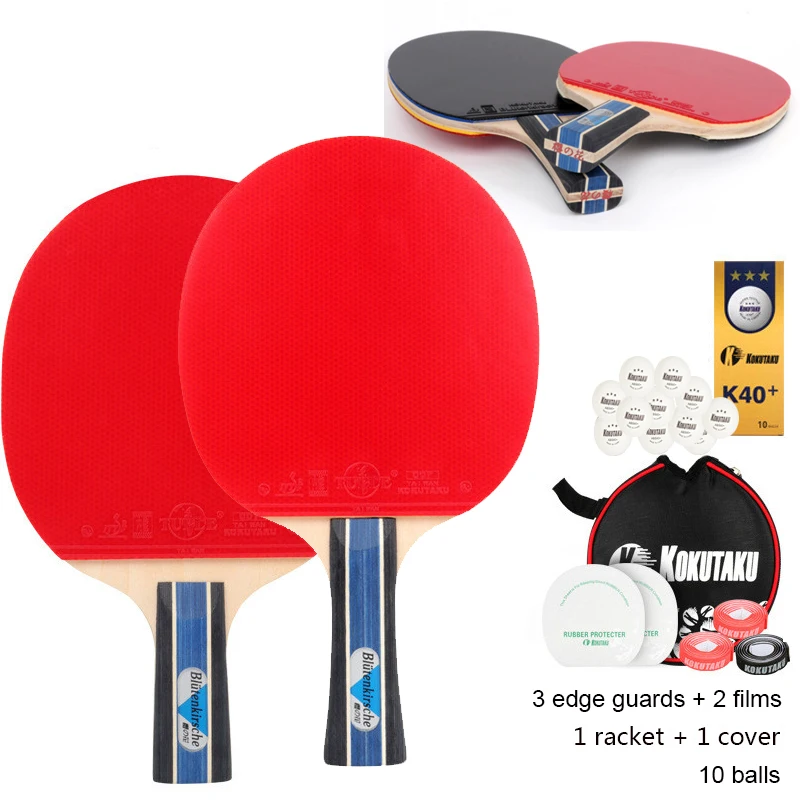

Table Tennis Racket With Rubber Pingpong Paddle 5 Layer Pure Wood Ping Pong Racket Bat Horizontal Shot Pen-hold Shot To Send Bag