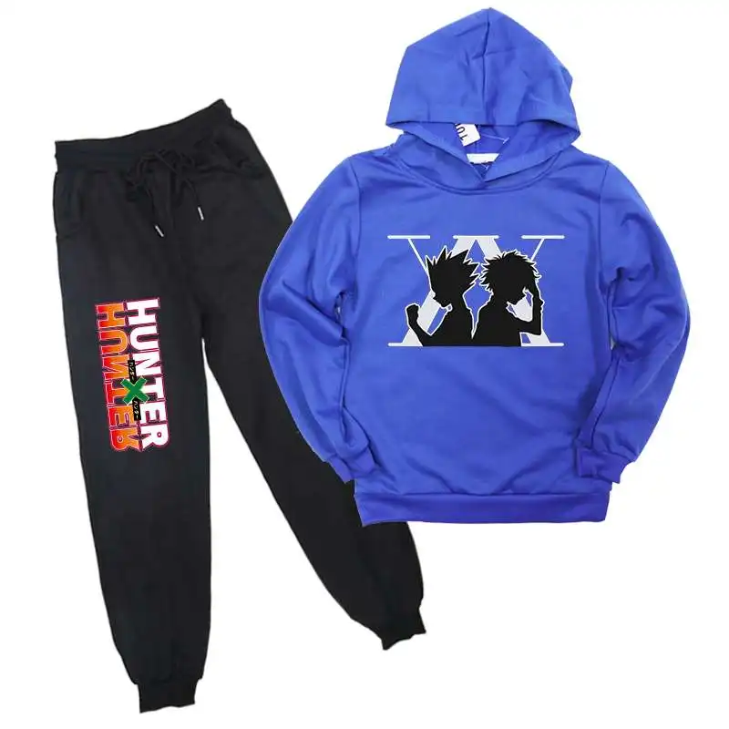 2021 New Style Hoodies Anime Hunter X Printed Hunter Hoodie Suit Long Sleeved Sweatshirt +Causal Sport Pants Set Streetwear