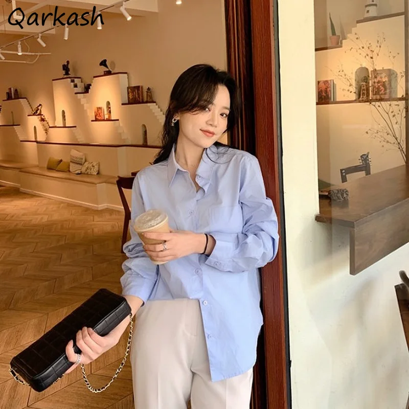 Shirts Women Solid Long Sleeve Simple Single Breasted Turn-down Collar Spring Autumn All-match Leisure Loose Fashion Female Tops
Shirts Women Solid Long Sleeve Simple Single Breasted Turn-down Collar Spring Autumn All-match Leisure Loose Fashion Female Tops