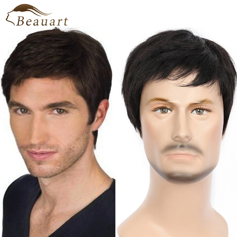 Beauart Human Hair Short Straight Full Wigs For Men Black Right Side Part Wigs With Bangs None Lace Front Wig
Beauart Human Hair Short Straight Full Wigs For Men Black Right Side Part Wigs With Bangs None Lace Front Wig