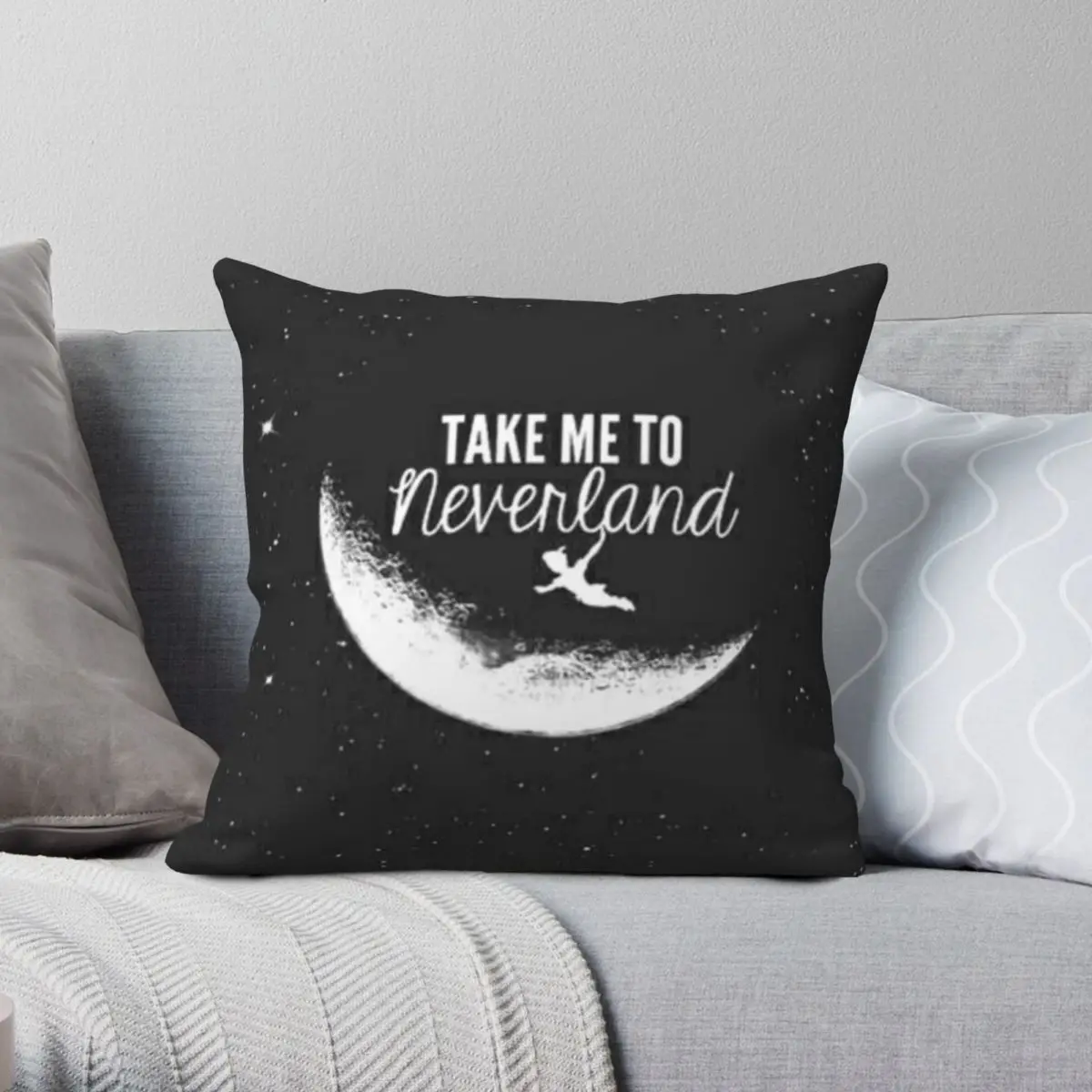 

Take Me To Neverland Pillowcase Polyester Linen Velvet Pattern Zip Decor Car Cushion Cover 18"