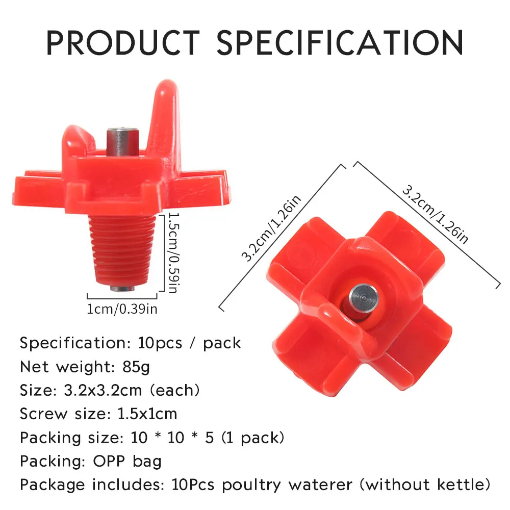 10PCS Chicken Drinker Drinking Tool for Chickens red Quail Chicken Waterer Bowl Automatic Poultry Coop Feeder water Drinking New
10PCS Chicken Drinker Drinking Tool for Chickens red Quail Chicken Waterer Bowl Automatic Poultry Coop Feeder water Drinking New