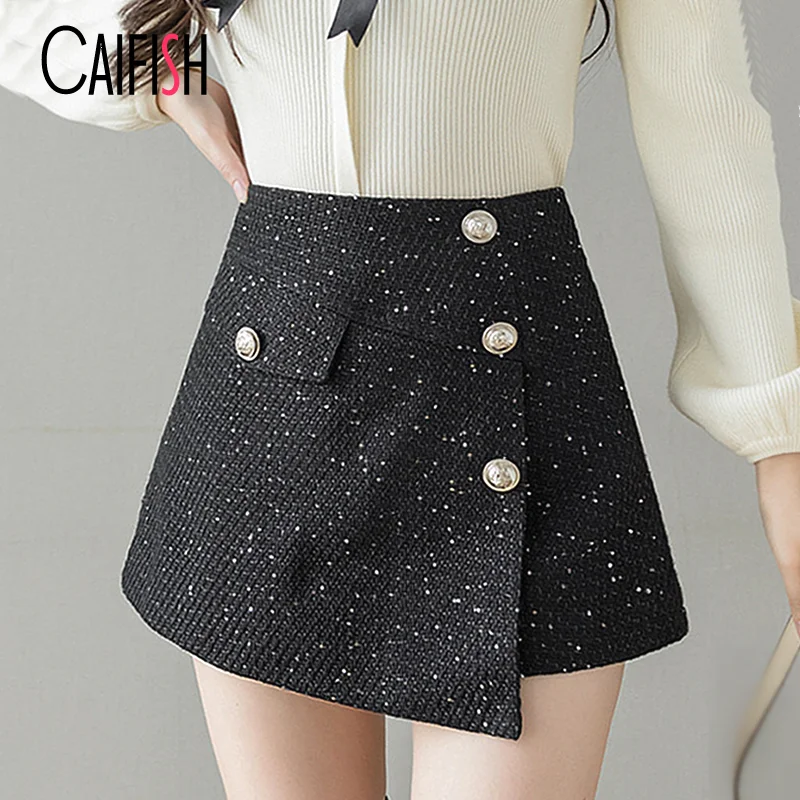 CAIFISH Korean Fashion Split Black Short Skirt Small Fragrance Elegant Women Skirts Spring Summer High-waisted Skirt QT1431
CAIFISH Korean Fashion Split Black Short Skirt Small Fragrance Elegant Women Skirts Spring Summer High-waisted Skirt QT1431