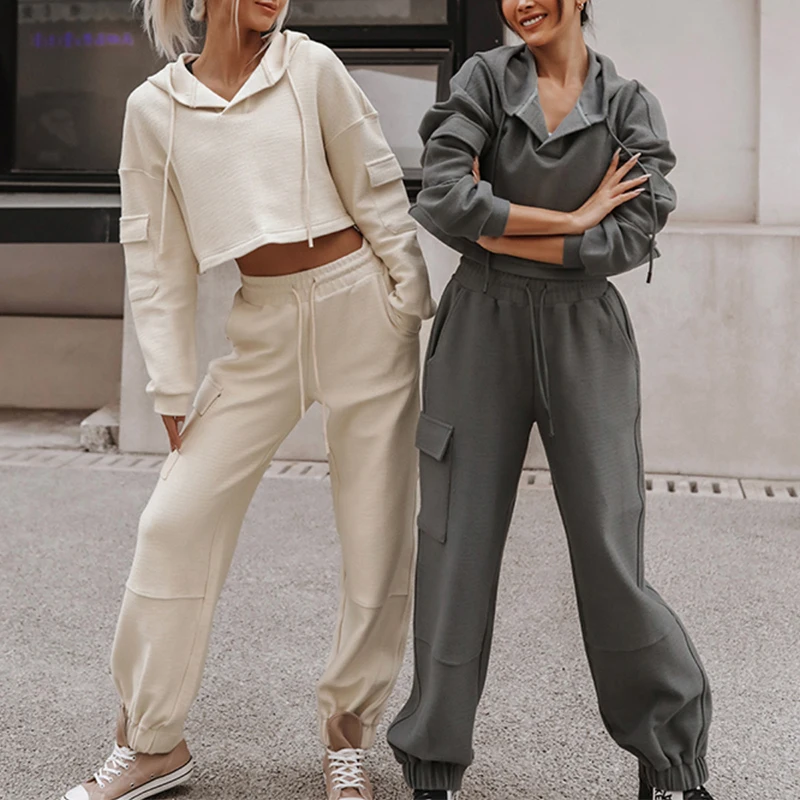 Autumn Leisure Sports Women's Pant Sets Short Long-Sleeved Hooded Sweatshirt Woman Fashion Pocket High Waist Women's Trousers
Autumn Leisure Sports Women's Pant Sets Short Long-Sleeved Hooded Sweatshirt Woman Fashion Pocket High Waist Women's Trousers