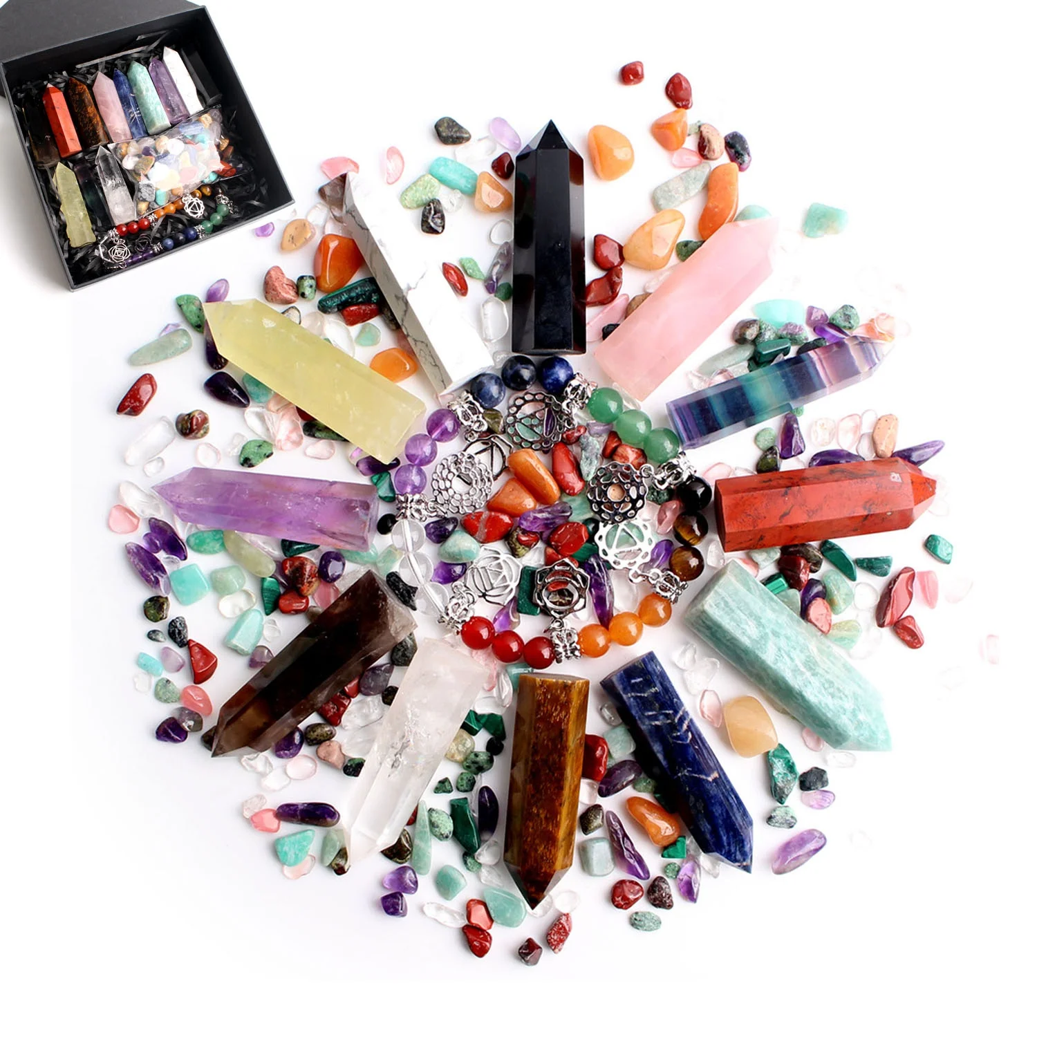 Set of 12 Constellation Crystals Wand Point Colorful Gravels Gems Zodiac 7Chakra Bracelet Stone Universe Stars Energy Healing 
Set of 12 Constellation Crystals Wand Point Colorful Gravels Gems Zodiac 7Chakra Bracelet Stone Universe Stars Energy Healing