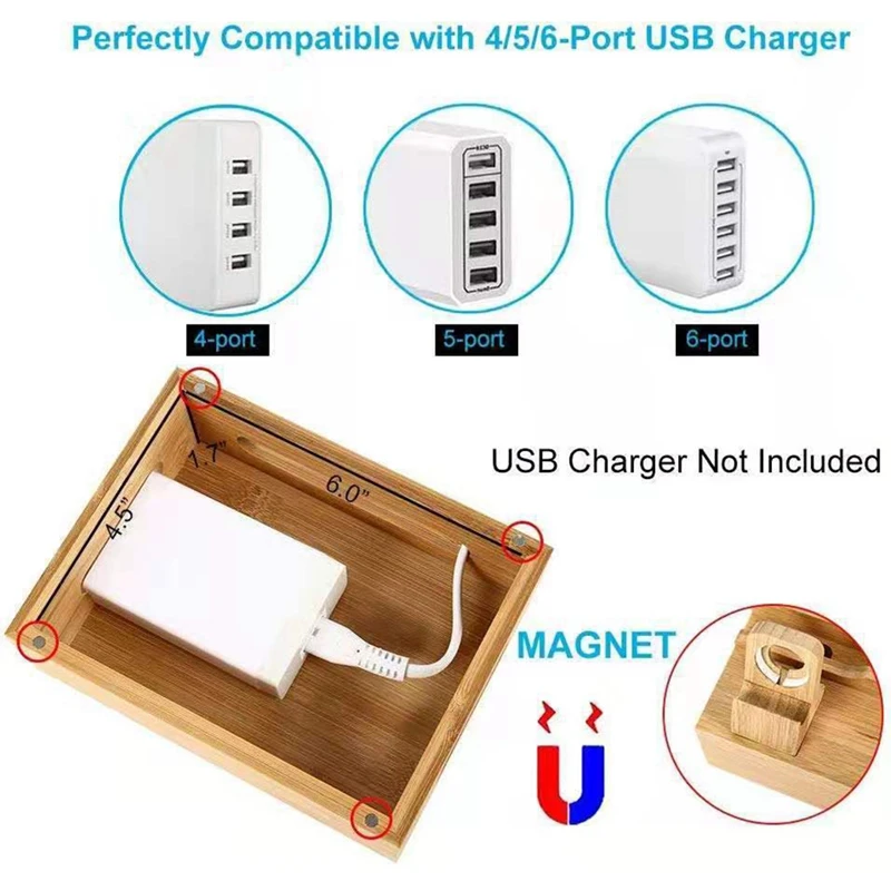 Wooden Charging Dock Station Multi-Function Storage Bracket for Mobile Phone Holder Stand Bamboo Charger Stand Base for Apple Wa
Wooden Charging Dock Station Multi-Function Storage Bracket for Mobile Phone Holder Stand Bamboo Charger Stand Base for Apple Wa