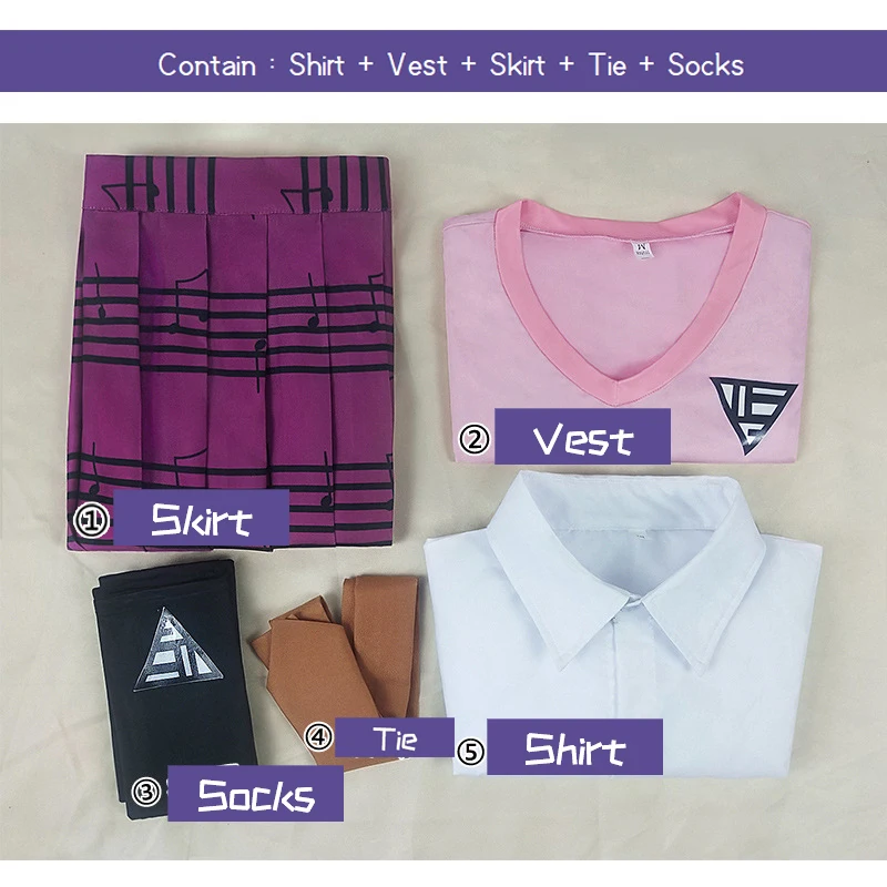 New Danganronpa V3 COSPLAY Akamatsu kaede costume Women's uniform Anime Shirt / Vest / skirt / socks/Wigs JK school uniform
New Danganronpa V3 COSPLAY Akamatsu kaede costume Women's uniform Anime Shirt / Vest / skirt / socks/Wigs JK school uniform