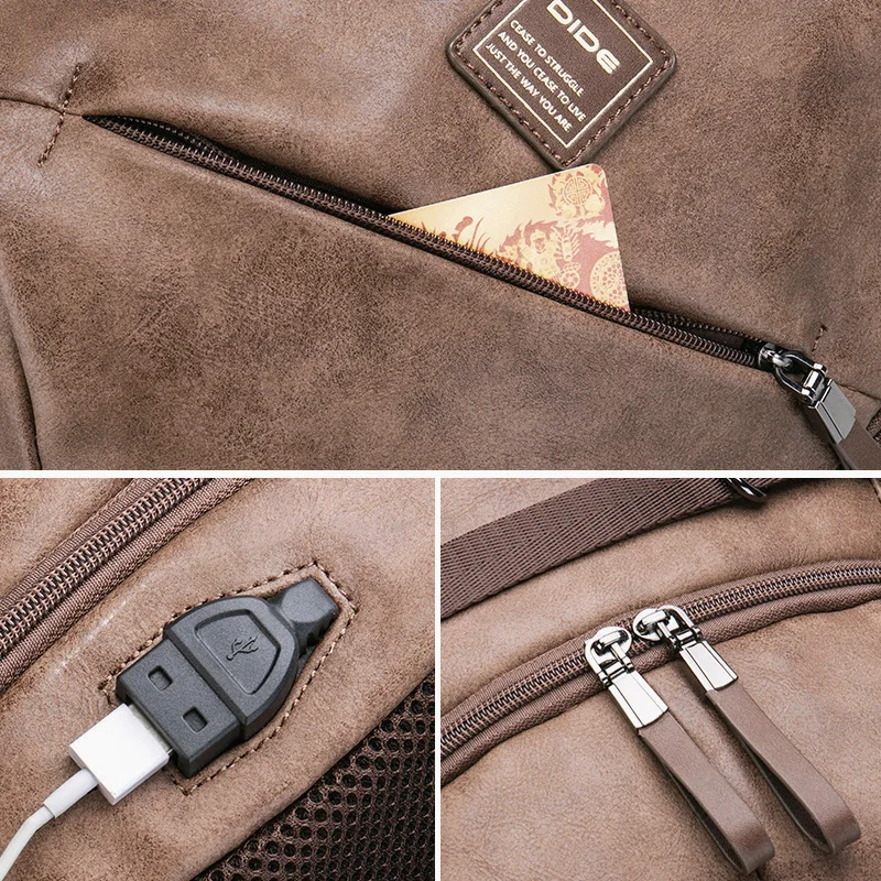 Рюкзак DIDE брызгозащищенный для ноутбука 15 дюймов Мужской Дорожный ранец с usb
