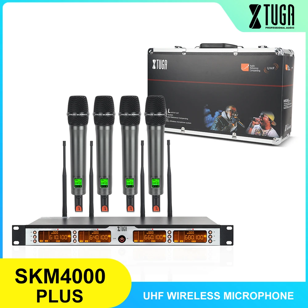 XTUGA SKM4000 PLUS профессиональная 4*100 каналов UHF Беспроводная микрофонная система