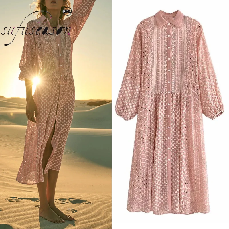 Sufuseason Women Embroidered Dress Vintage Long Puff Sleeve Midi Casual Summer Solid Dresses Maxi Dresses for Women ZA 2021
Sufuseason Women Embroidered Dress Vintage Long Puff Sleeve Midi Casual Summer Solid Dresses Maxi Dresses for Women ZA 2021
