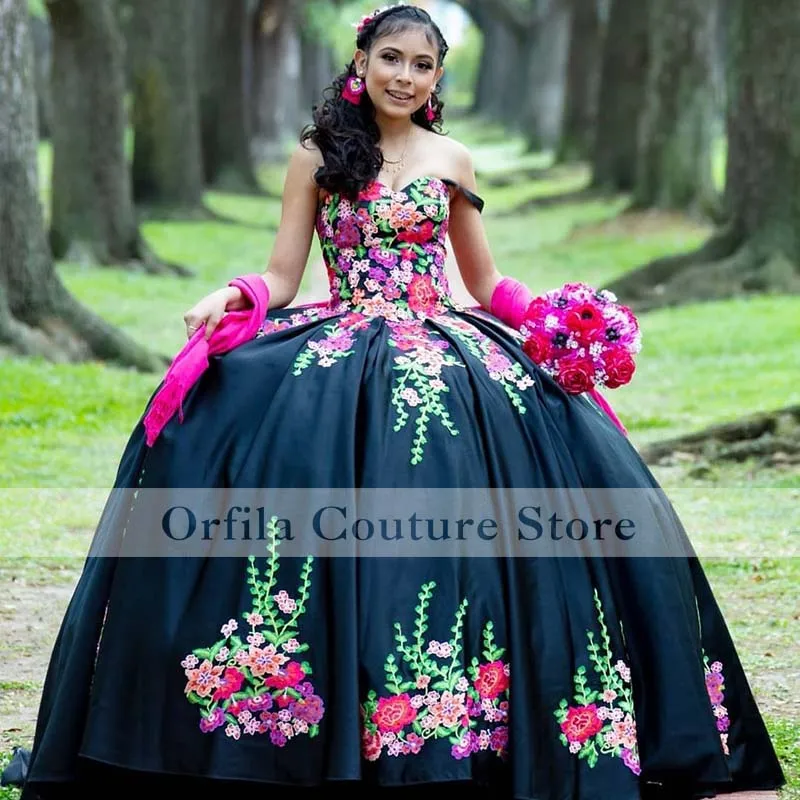 Платья Charro Quinceanera с бусинами и цветочной аппликацией милая одежда на день