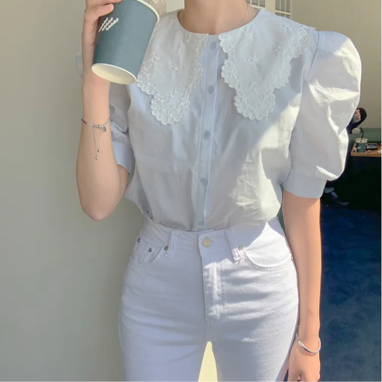 Baby Collar Short Sleeve Shirt Women's Summer Retro Temperament Bubble Sleeve Super Fairy Foreign Style Small Shirt Sweet Top
Baby Collar Short Sleeve Shirt Women's Summer Retro Temperament Bubble Sleeve Super Fairy Foreign Style Small Shirt Sweet Top