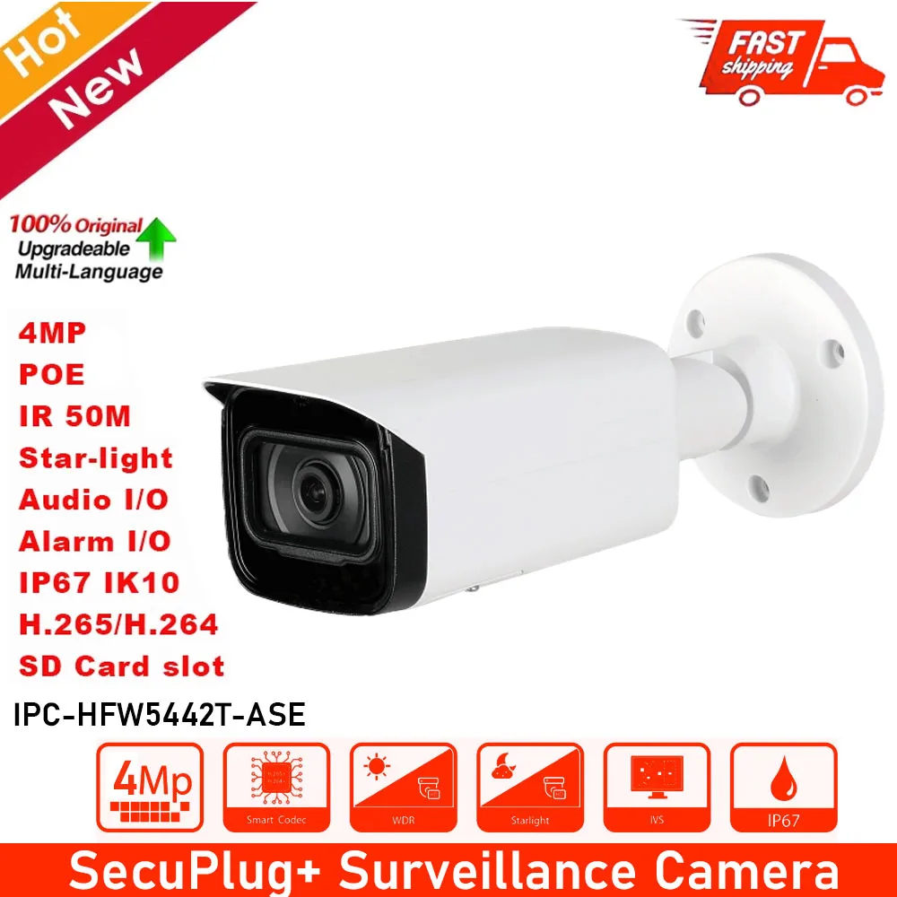 Original DH 4MP AI IR EPOE Bullet Camera IPC-HFW5442T-ASE LED Length Security CCTV Camera Home Ssecurity Video Surveillance 
Original DH 4MP AI IR EPOE Bullet Camera IPC-HFW5442T-ASE LED Length Security CCTV Camera Home Ssecurity Video Surveillance