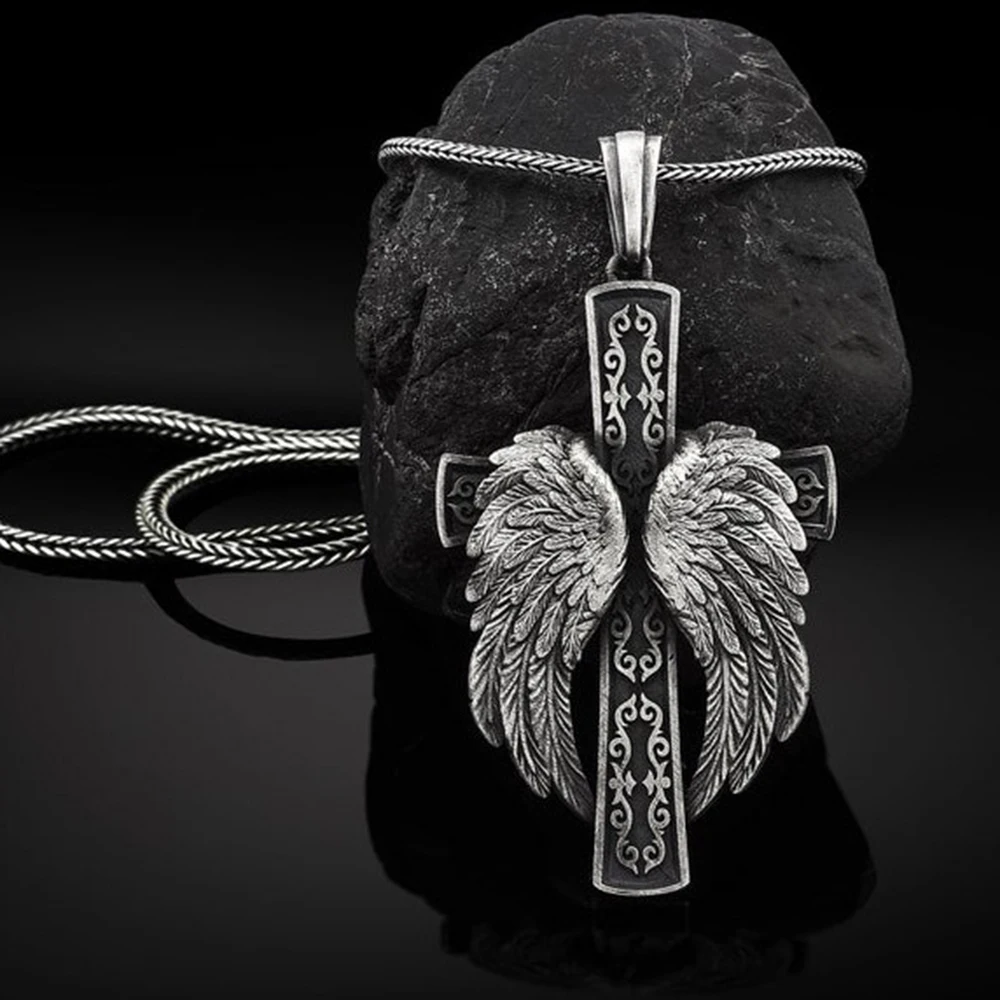 Mens Norse Cross Pendant Chain Antique Angel Wing Religion Necklaces Christian Cross Necklaces Sword Pure Tin Cross Pendant
Mens Norse Cross Pendant Chain Antique Angel Wing Religion Necklaces Christian Cross Necklaces Sword Pure Tin Cross Pendant