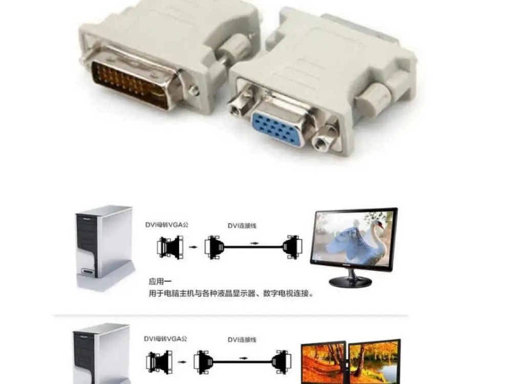DVI to VGA graphics adapter DVI (24 + 1) to VGA male to female port graphics card to monitor Data cable
DVI to VGA graphics adapter DVI (24 + 1) to VGA male to female port graphics card to monitor Data cable