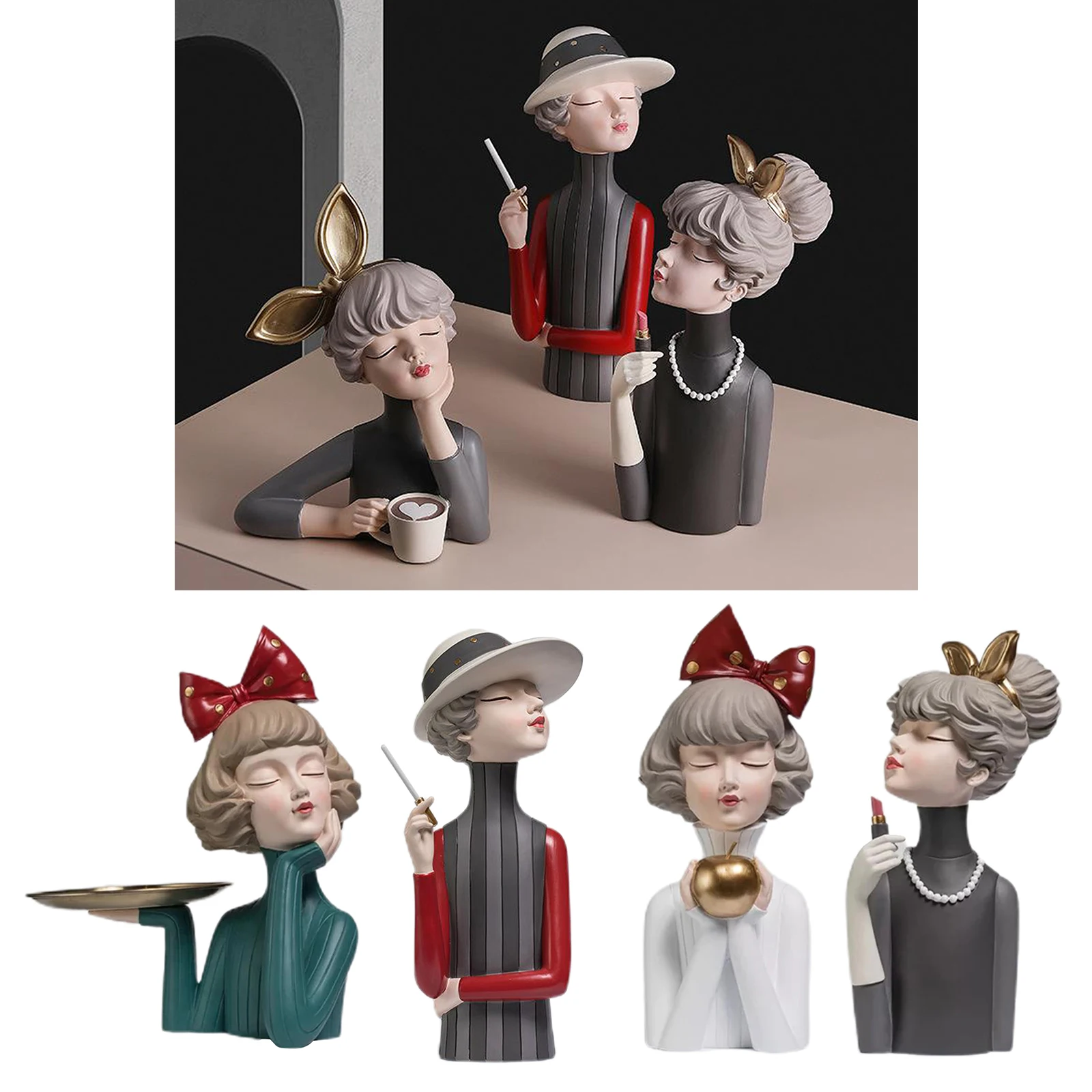 Nordic Style Resin Crafts Statue Ornaments Modern Girl Elegant Bow Girls Home Decor Living Room Furnishings Housewarming Gift
Nordic Style Resin Crafts Statue Ornaments Modern Girl Elegant Bow Girls Home Decor Living Room Furnishings Housewarming Gift