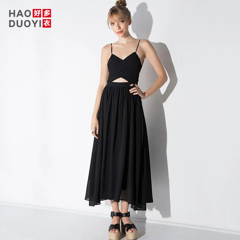 Black Sexy Hollow Out Cross Wrapped Chest Back Careful Machine Lace Up Laminated Chiffon Dress 
Black Sexy Hollow Out Cross Wrapped Chest Back Careful Machine Lace Up Laminated Chiffon Dress