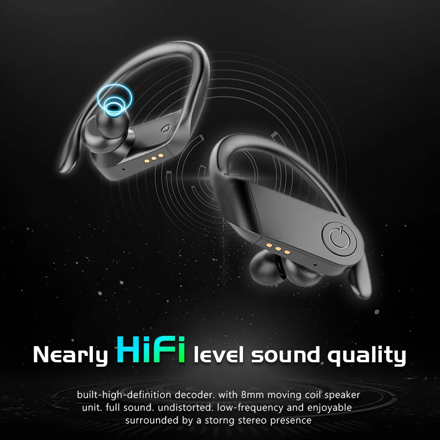 TWS Wireless Sports Headphones Bluetooth 5.0 Earphones Ear Hook Running Noise Cancelling IPX7 Waterproof Stereo Earbuds With MIC
TWS Wireless Sports Headphones Bluetooth 5.0 Earphones Ear Hook Running Noise Cancelling IPX7 Waterproof Stereo Earbuds With MIC