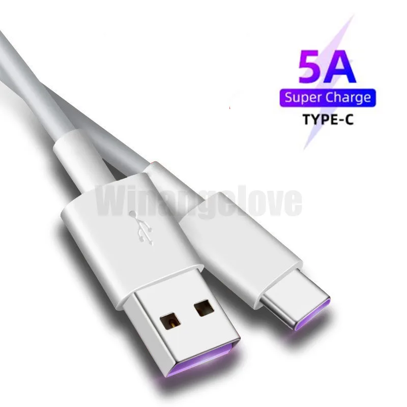 10 шт./лот 5A USB type c кабель 1 м 3 фута для быстрой зарядки Huawei P30 P20 Mate 20 Pro Телефон супер
