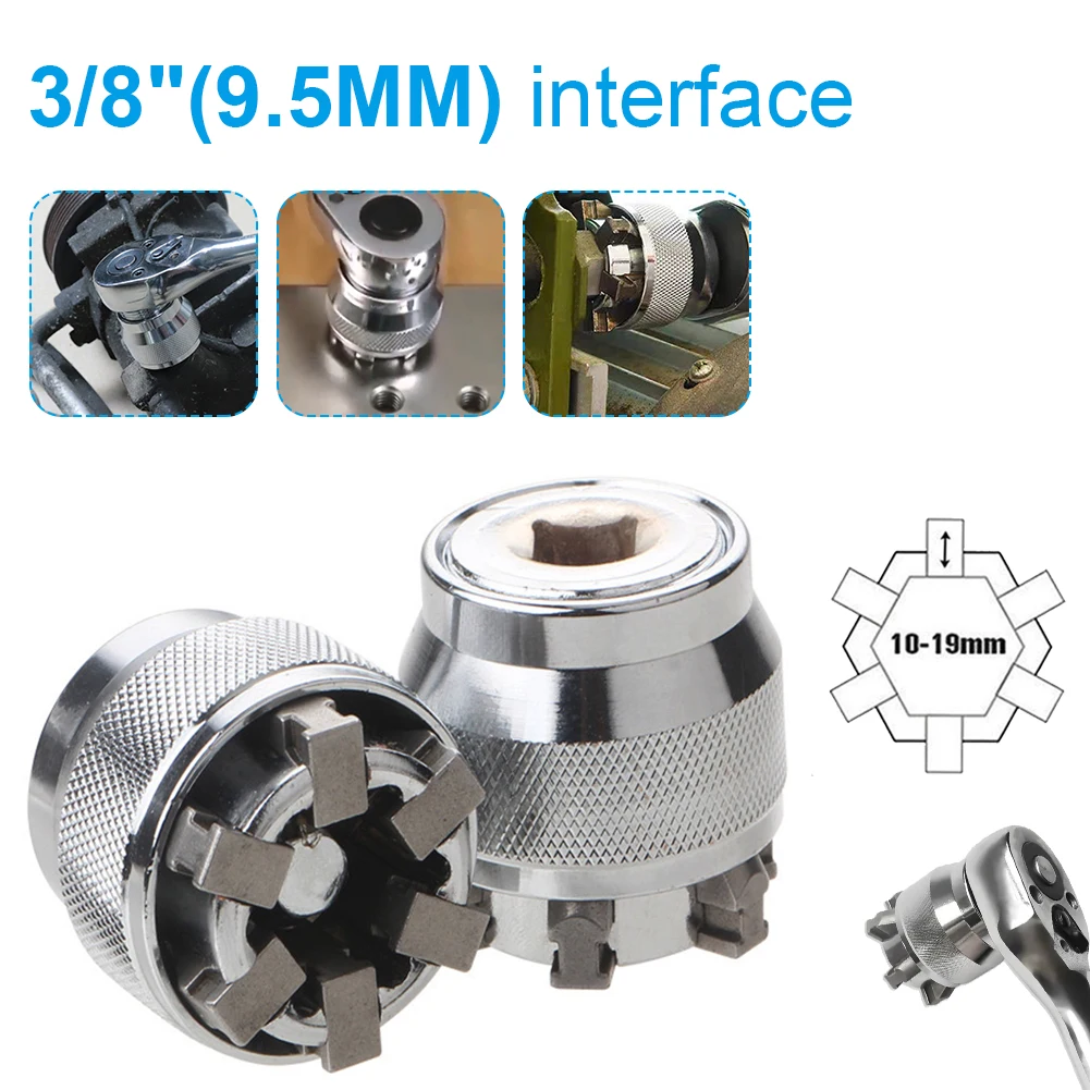 Hot 10-19mm Adjustable Hex Universal Socket Wrench Torque Ratchet Adapter Head Spanner Sleeve Repair Tools for 3/8" Drive Wrench
Hot 10-19mm Adjustable Hex Universal Socket Wrench Torque Ratchet Adapter Head Spanner Sleeve Repair Tools for 3/8" Drive Wrench