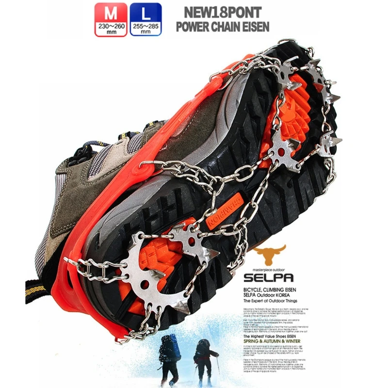 Snow Hiking Shoe Spikes Cleats Ice Snow Grips with 18 Spikes Stainless Steel 
Snow Hiking Shoe Spikes Cleats Ice Snow Grips with 18 Spikes Stainless Steel