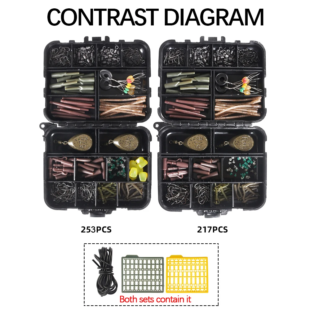253pcs/Set Carp Fishing Tackle Kit Portable Rubber Tube Lead Pendant Carp Fishing Equipment Accessories Fish Hook Block
253pcs/Set Carp Fishing Tackle Kit Portable Rubber Tube Lead Pendant Carp Fishing Equipment Accessories Fish Hook Block