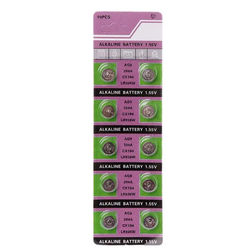 10PCS Alkaline Battery AG9 1.55V Button Coin Cell Watch Batteries LR936 394 SR936SW 194 V394 Control Remote Drop Shipping
10PCS Alkaline Battery AG9 1.55V Button Coin Cell Watch Batteries LR936 394 SR936SW 194 V394 Control Remote Drop Shipping