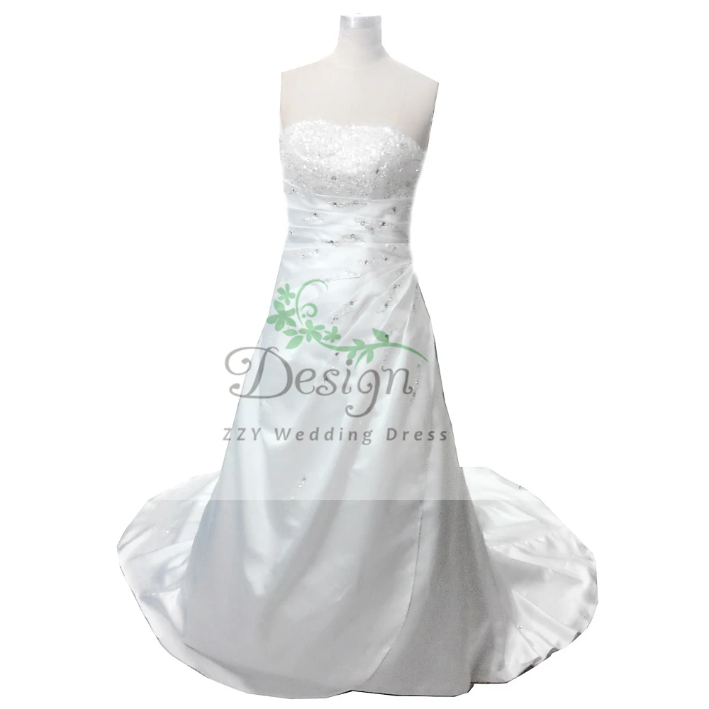 Sexy Backless Wedding Dresses Lace Up Applique Strapless Satin Beading Wedding Dress Glamorous Dubai Satin Ruffles Bridal Gown
Sexy Backless Wedding Dresses Lace Up Applique Strapless Satin Beading Wedding Dress Glamorous Dubai Satin Ruffles Bridal Gown