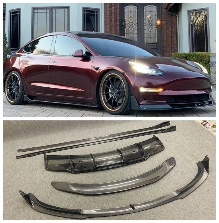High Quality Carbon Fiber Spoiler+Front Lip +Rear Bumper Lip Diffuser Side skirts Protector For Tesla Model 3 2018 2019 2020
High Quality Carbon Fiber Spoiler+Front Lip +Rear Bumper Lip Diffuser Side skirts Protector For Tesla Model 3 2018 2019 2020