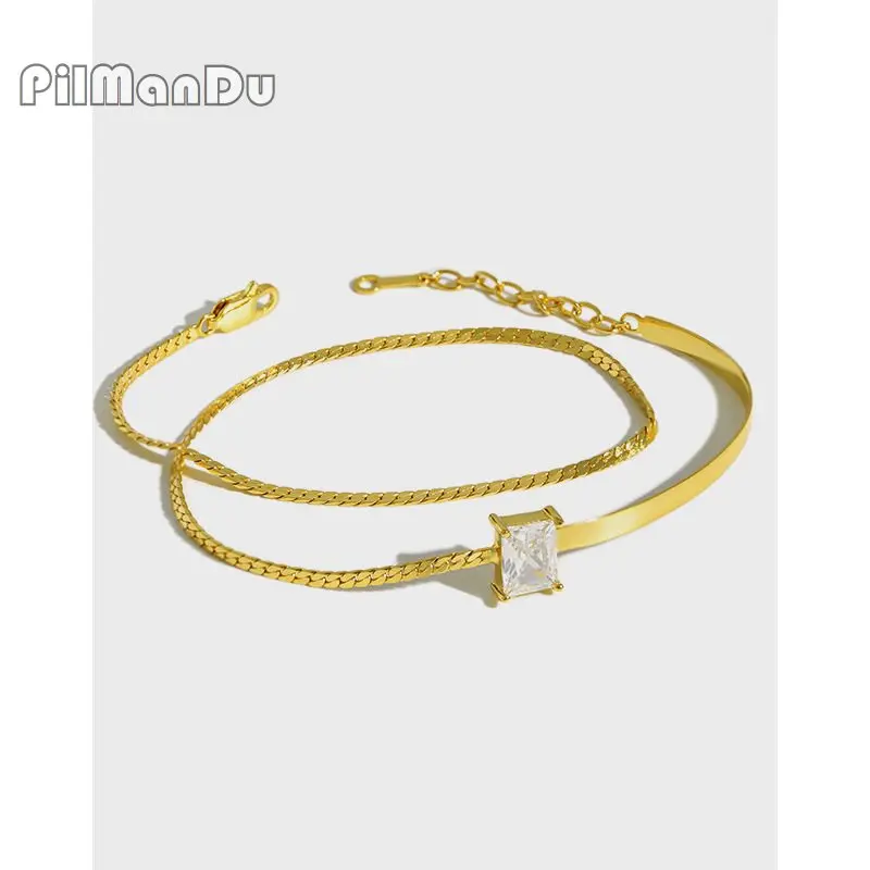 PilManDu 925 Sterling Silver Bracelets For Women Double Layer Chain Square AAAA+ Cubic Zirconia Bracelets & Anklet Jewelry 
PilManDu 925 Sterling Silver Bracelets For Women Double Layer Chain Square AAAA+ Cubic Zirconia Bracelets & Anklet Jewelry