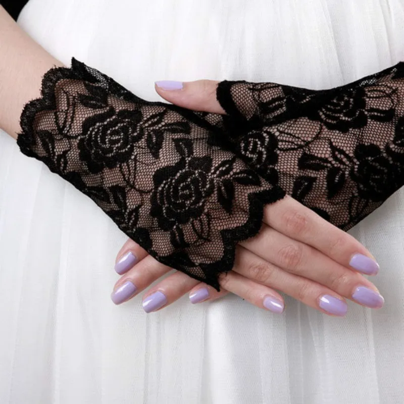 1 Pair Women's Sexy Short Lace Gloves for Weddings Prom Tea Party Floral Gloves Driving Sunscreen Etiquette Accessories
1 Pair Women's Sexy Short Lace Gloves for Weddings Prom Tea Party Floral Gloves Driving Sunscreen Etiquette Accessories