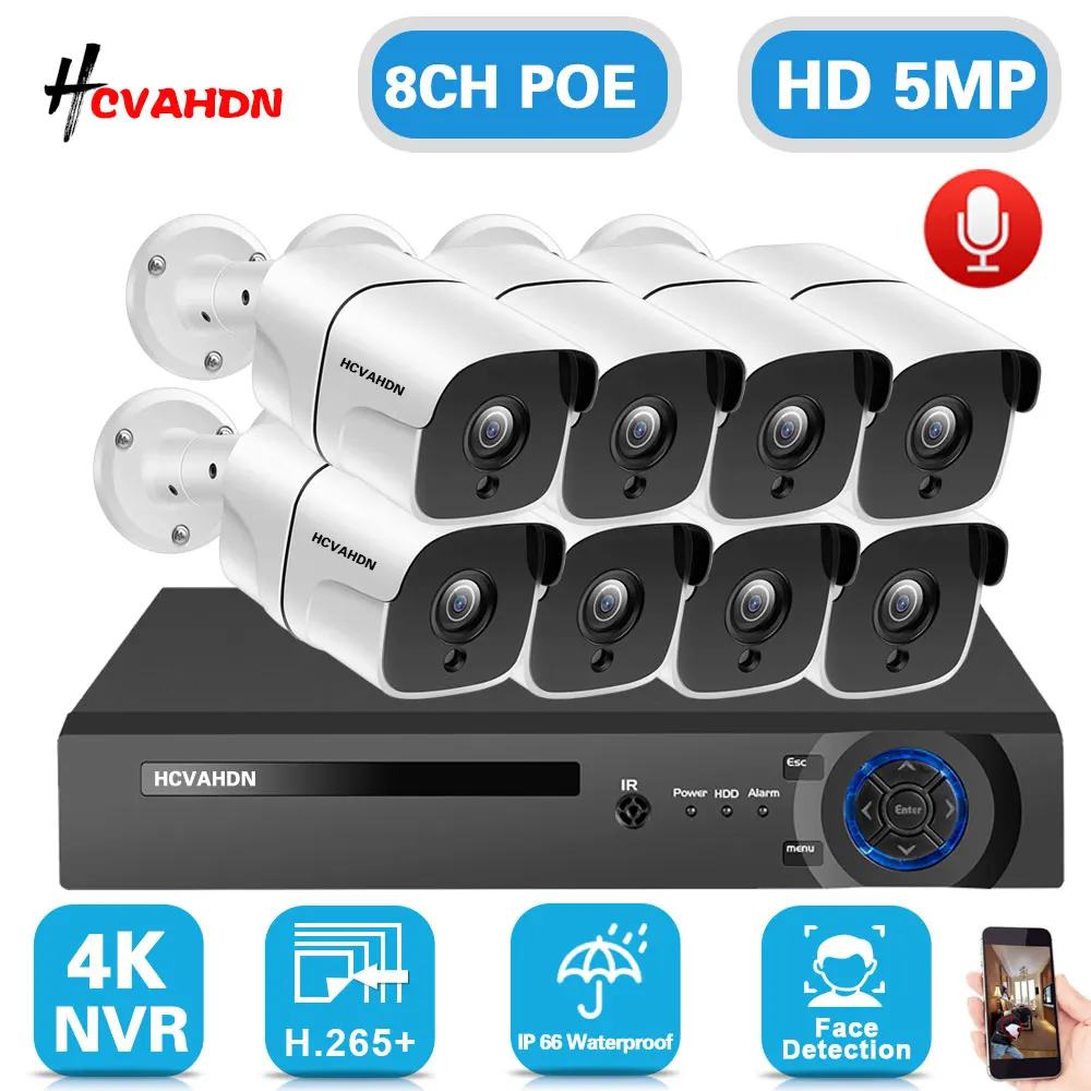 Система видеонаблюдения H.265 4K POE 8CH NVR, наружная водонепроницаемая система видеонаблюдения IP, комплект камер наблюдения 5MP POE, комплект видеон...
Система видеонаблюдения H.265 4K POE 8CH NVR, наружная водонепроницаемая система видеонаблюдения IP, комплект камер наблюдения 5MP POE, комплект видеон...