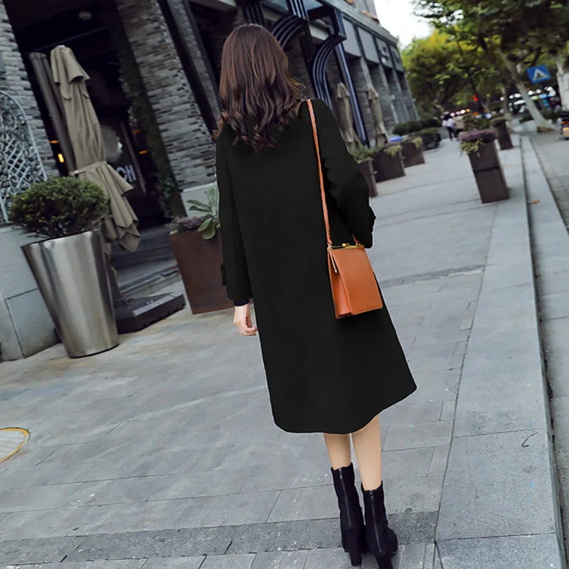 winter Women's woolen coat winter female long blue woolen coat Korean Coats & Jackets women thick Wool & Blends coat long coat