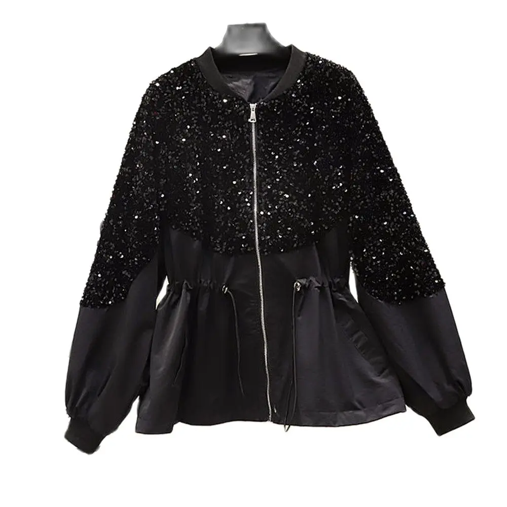 Женское пальто с блестками на весну и осень, новинка 2021, модное лоскутное повседневное пальто с длинным рукавом и капюшоном, верхняя одежда
Женское пальто с блестками на весну и осень, новинка 2021, модное лоскутное повседневное пальто с длинным рукавом и капюшоном, верхняя одежда