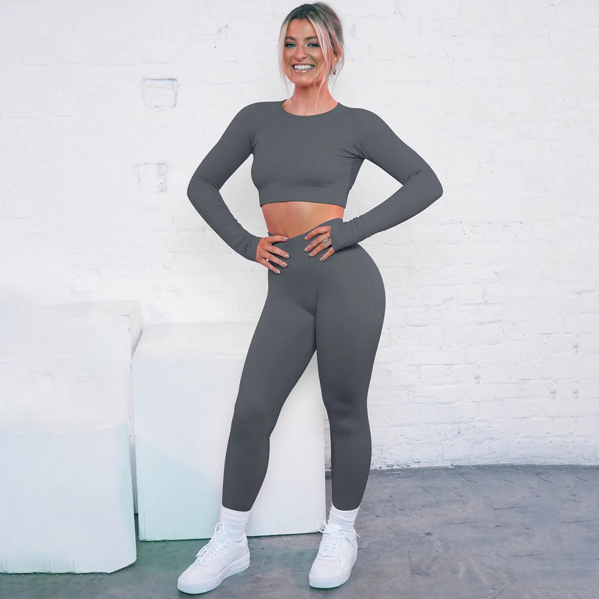 Knitted Striped Yoga Suit Sports Running Fitness Clothes Long-Sleeved Trousers Two-Piece Set for Women free shipping
Knitted Striped Yoga Suit Sports Running Fitness Clothes Long-Sleeved Trousers Two-Piece Set for Women free shipping