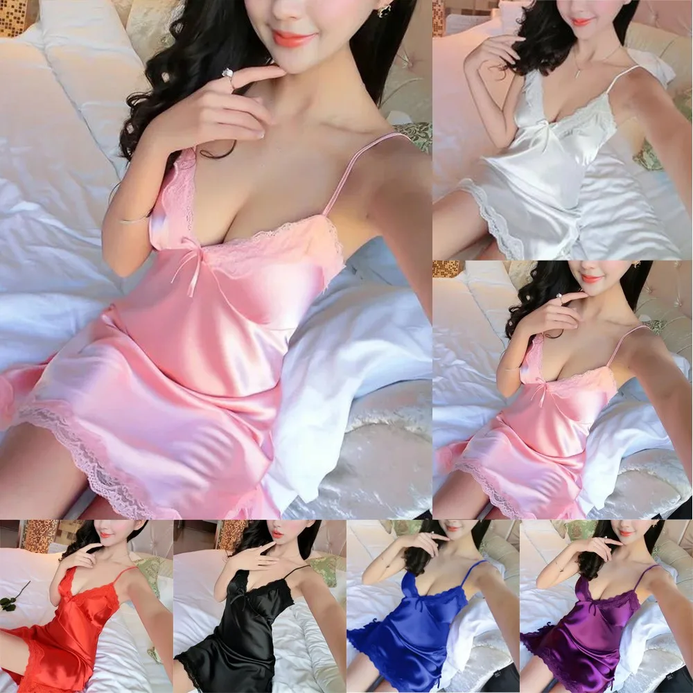 Women Nightdress Nightgown Silky Soft Lace Lingerie Pajamas Sleepwear Nightwear White Red Black Blue Purple Pink M/L/XL/2XL
Women Nightdress Nightgown Silky Soft Lace Lingerie Pajamas Sleepwear Nightwear White Red Black Blue Purple Pink M/L/XL/2XL