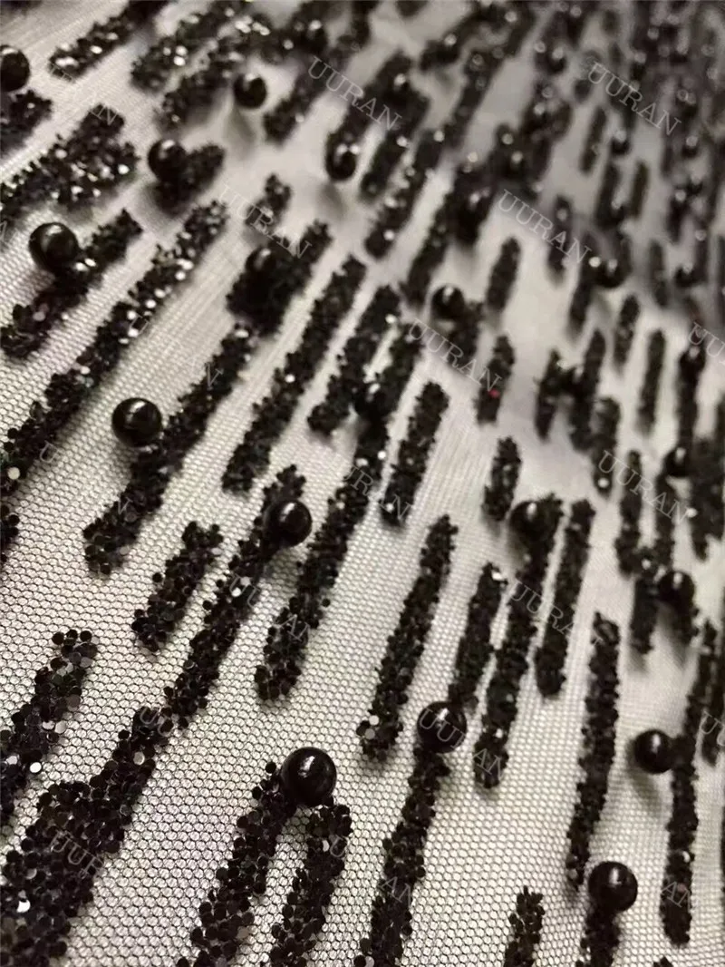 

Вышитое бисером свадебное Тюлевое кружево с блестящими пайетками черное Африканское французское Сетчатое шитье ткань с высоким качеством