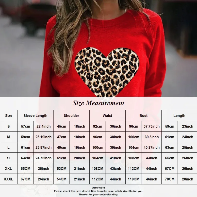 Women Love Heart Leopard Print Blouse O Neck Long Sleeve Casual Shirts Female Plus Size Red Spring Autumn Loose Top Blusas Mujer
Women Love Heart Leopard Print Blouse O Neck Long Sleeve Casual Shirts Female Plus Size Red Spring Autumn Loose Top Blusas Mujer