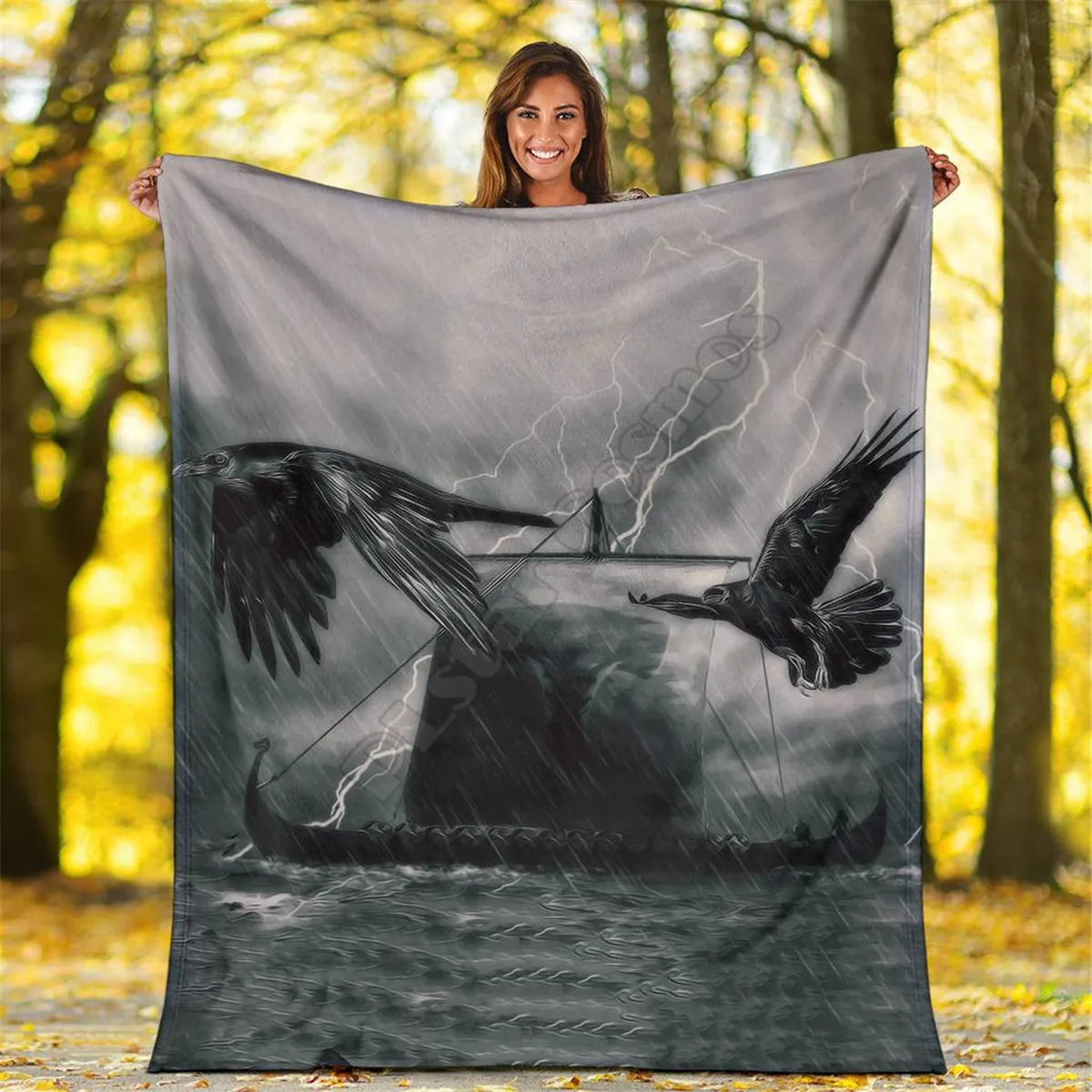 

Viking Tattoo Valknut Mjolnir 3D printed Sherpa Blanket on Bed Home Textiles Dreamlike HOME ACCESSORIES Drop shipping 08