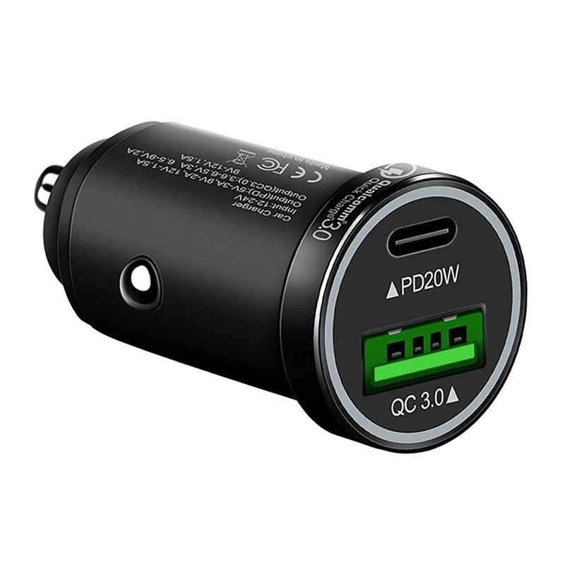 Автомобильное зарядное устройство USB C, 20 Вт, адаптер для быстрой зарядки PD и QC3.0, совместим с iPhone 12
Автомобильное зарядное устройство USB C, 20 Вт, адаптер для быстрой зарядки PD и QC3.0, совместим с iPhone 12