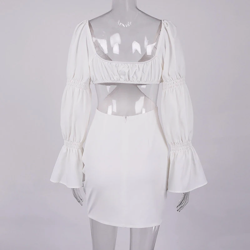 ONEINALL White Hollow Out Sexy Dress For Women V Neck Puff Long Sleeve High Waist Solid Mini Dresses Female Summer Clothing 2021
ONEINALL White Hollow Out Sexy Dress For Women V Neck Puff Long Sleeve High Waist Solid Mini Dresses Female Summer Clothing 2021