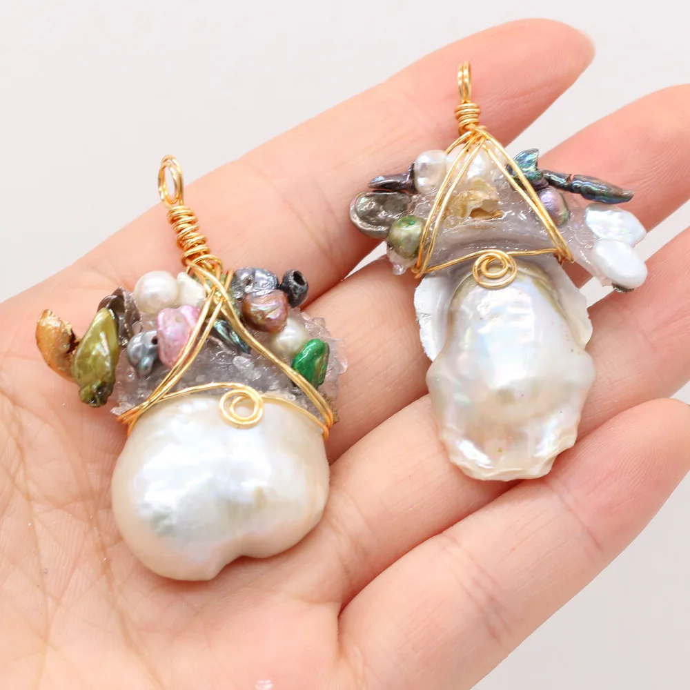 Handmade Natural Pearl Irregular Shaped Winding Pendant Charms 35x45mm 1pcs For DIY Jewelry Necklace Making Accessories
Handmade Natural Pearl Irregular Shaped Winding Pendant Charms 35x45mm 1pcs For DIY Jewelry Necklace Making Accessories