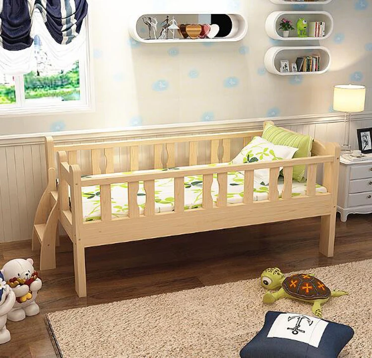 Кровать для малышей из массива дерева с ограждением маленькая кровать младенцев