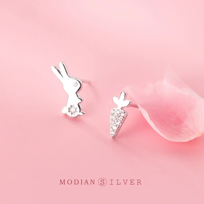 MODIAN Sparkling Zircon Cute Rabbit Carrot Stud Earring for Women Gift Real 925 Sterling Silver Asymmetry Ear Pin Fine Jewelry
MODIAN Sparkling Zircon Cute Rabbit Carrot Stud Earring for Women Gift Real 925 Sterling Silver Asymmetry Ear Pin Fine Jewelry