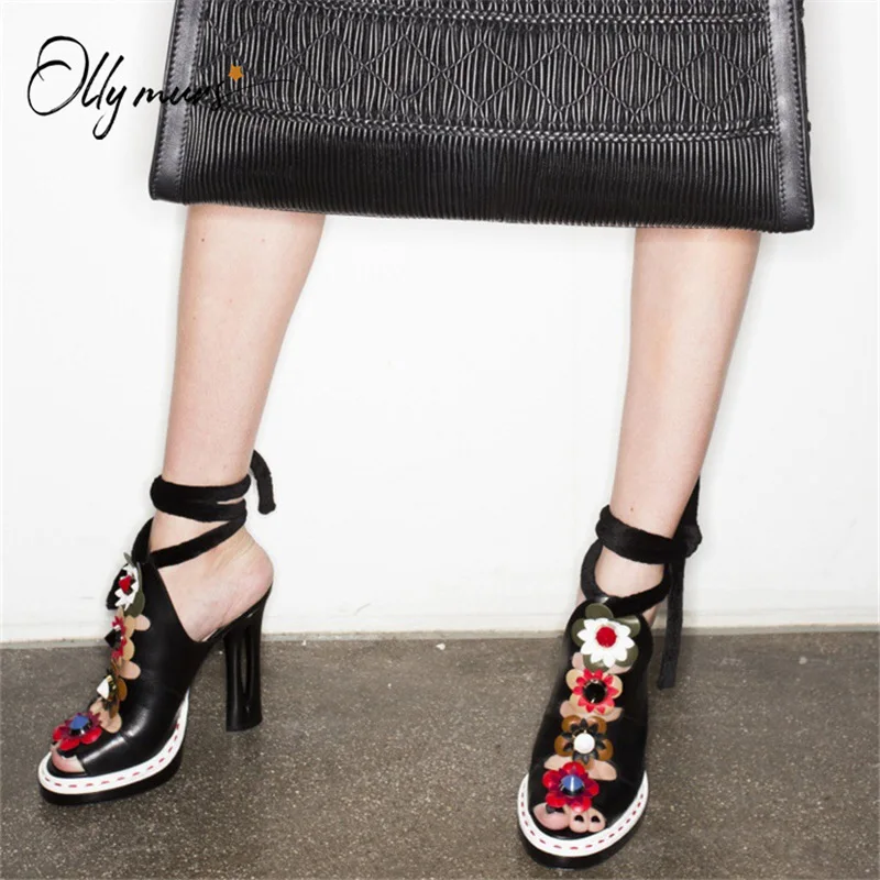OllyMurs Fashion Black Genuine Leather Women Summer Sandals Open Toe Lace Up Flower Thin High Heel Sandal Party Shoes Woman
OllyMurs Fashion Black Genuine Leather Women Summer Sandals Open Toe Lace Up Flower Thin High Heel Sandal Party Shoes Woman