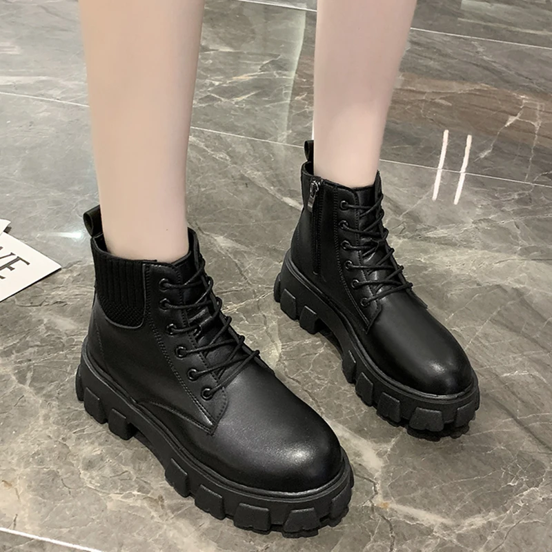 Rimocy Chunky Platform Ankle Boots for Women Patchwork Knitted Lace Up Botas Mujer Autumn Winter Pu Leather Thick Bottom Booties
Rimocy Chunky Platform Ankle Boots for Women Patchwork Knitted Lace Up Botas Mujer Autumn Winter Pu Leather Thick Bottom Booties