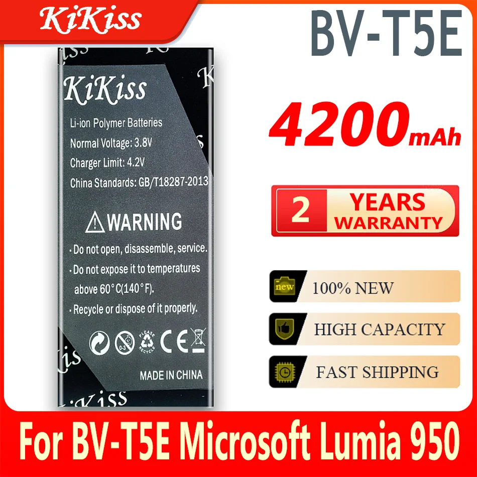 

KiKiss 4200mAh BV-T5E / BVT5E / BV T5E Batteries for Microsoft Lumia 950 Battery RM-1106 RM-1104 RM-110